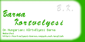 barna kortvelyesi business card